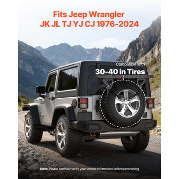 Spare Tire Cargo Basket, for 30-40 Inch Tires, Fit for 1976-2024 Jeep Wrangler JK JL TJ YJ CJ, 80 lbs Load Capacity, Utility Cargo Basket Rack Storage Tray Replacement, No-Drill Installation
