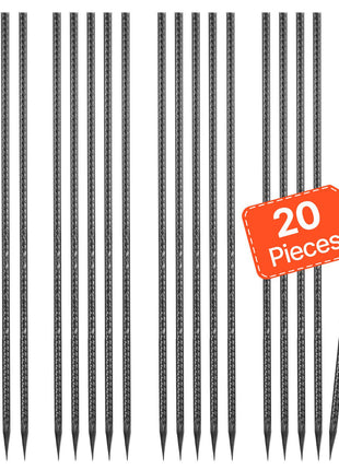 Rebar Stakes, 24-Inch, Heavy-Duty 0.47 in Diameter, Straight Galvanized Steel Ground Anchors with Chisel Point End & Rust-Resistant Coating, for Gardening Support, Fence, Camping Tents (20-Pack)