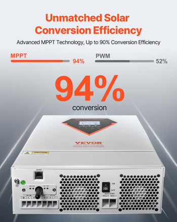 Hybrid Solar Inverter, 6000W, All in One Pure Sine Wave Power Inverter Charger, 48V DC to Single-Phase 220/230V AC, with 120A MPPT Solar Controller, for Off-Grid System Lead Acid Lithium Battery