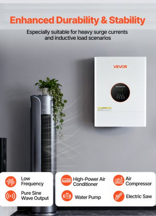 6400W 48V Hybrid Solar Inverter, 120V/240V Split Phase, Built-in 120A MPPT Solar Controller, Low Frequency Pure Sine Wave Power Inverter, for Lead Acid Lithium Battery Off-Grid Systems