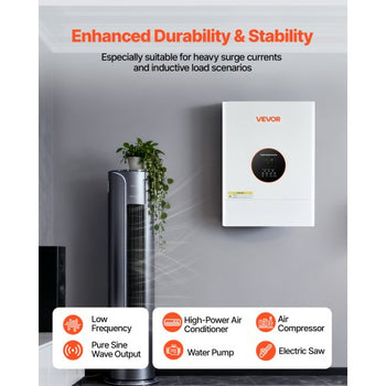 6400W 48V Hybrid Solar Inverter, 120V/240V Split Phase, Built-in 120A MPPT Solar Controller, Low Frequency Pure Sine Wave Power Inverter, for Lead Acid Lithium Battery Off-Grid Systems