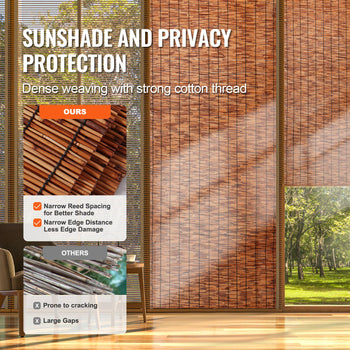 Natural Reed Fencing, 5.5 ft x 16.4 ft, Reed Screen Curtain Balcony Reed Fence Roll for Outdoor Backyard Patio, Decorative Fence for Backyard Garden Fencing Divider, Privacy Screen Panel, Brown