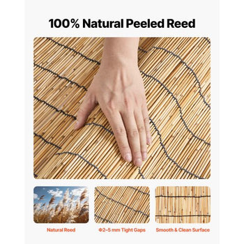Natural Reed Fencing, 5.58 x 16.4 ft, Decorative Natural Reed Fencing Roll, Decorative Fence for Backyard Garden Divider, Privacy Screen Panel Curtain for Balcony Patio Garden Backyard Outdoor