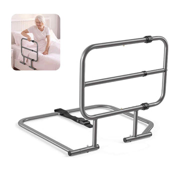 Bed Rails for Elderly Adults 200LBS Capacity Bed Side Assist Rail, High-Strength Steel, L-Shaped Bedside Cane for Seniors, Adjustable Handle Length, Fits King Queen Full Twin Beds