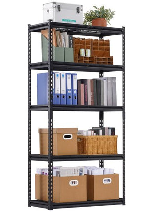 Storage Shelves, 2000 lbs, 5 Tier Heavy Duty Garage Shelving, 16" D x 36" W x 72" H Adjustable Metal Shelves for Industrial Shelving Unit Utility Shelf, for Kitchen, Warehouse, Basement, Black