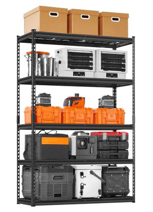 Storage Shelves, 2500 lbs, 5 Tier Heavy Duty Garage Shelving, 18" D x 48" W x 72" H Adjustable Metal Shelves for Industrial Shelving Unit Utility Shelf, for Kitchen, Warehouse, Basement, Black