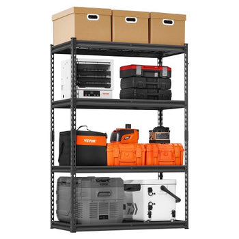 Storage Shelves, 2400 lbs, 4 Tier Heavy Duty Garage Shelving, 20" D x 40" W x 60" H Adjustable Metal Shelves for Industrial Shelving Unit Utility Shelf, for Kitchen, Warehouse, Basement, Black