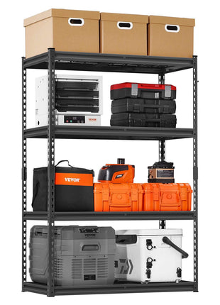 Storage Shelves, 2400 lbs, 4 Tier Heavy Duty Garage Shelving, 20" D x 40" W x 60" H Adjustable Metal Shelves for Industrial Shelving Unit Utility Shelf, for Kitchen, Warehouse, Basement, Black
