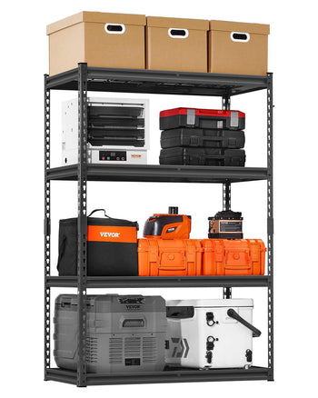 Storage Shelves, 2400 lbs, 4 Tier Heavy Duty Garage Shelving, 20" D x 40" W x 60" H Adjustable Metal Shelves for Industrial Shelving Unit Utility Shelf, for Kitchen, Warehouse, Basement, Black