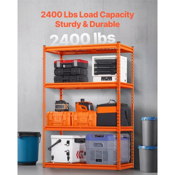 Storage Shelves, 2400 lbs, 4 Tier Heavy Duty Garage Shelving, 20" D x 40" W x 60" H Adjustable Metal Shelves for Industrial Shelving Unit Utility Shelf, for Kitchen, Warehouse, Basement, Orange