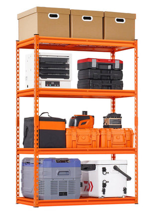 Storage Shelves, 2400 lbs, 4 Tier Heavy Duty Garage Shelving, 20" D x 40" W x 60" H Adjustable Metal Shelves for Industrial Shelving Unit Utility Shelf, for Kitchen, Warehouse, Basement, Orange