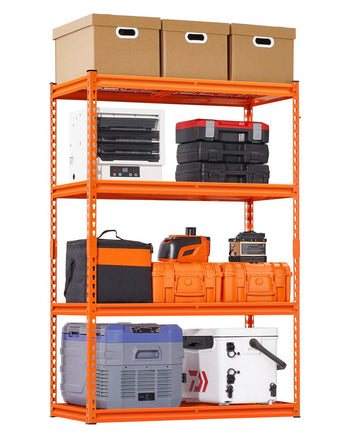 Storage Shelves, 2400 lbs, 4 Tier Heavy Duty Garage Shelving, 20" D x 40" W x 60" H Adjustable Metal Shelves for Industrial Shelving Unit Utility Shelf, for Kitchen, Warehouse, Basement, Orange