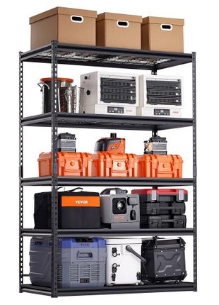 Storage Shelves, 3000 lbs, 5 Tier Heavy Duty Garage Shelving, 24" D x 48" W x 72" H Adjustable Metal Shelves for Industrial Shelving Unit Utility Shelf, for Kitchen, Warehouse, Basement, Black