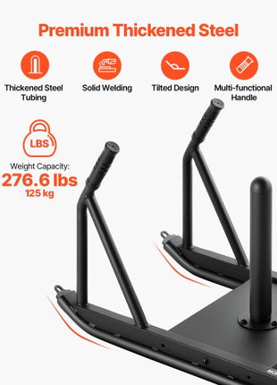 Weight Sled, Steel Power Sled, Fitness Strength Training Sleds for Athletic Exercise Speed Improvement, Workout Fitness Equipment with Handle, Compatible with 1/2 in Weight Plates, Black