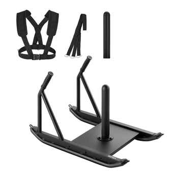 Weight Sled, Steel Power Sled, Fitness Strength Training Sleds for Athletic Exercise Speed Improvement, Workout Fitness Equipment with Handle, Compatible with 1/2 in Weight Plates, Black