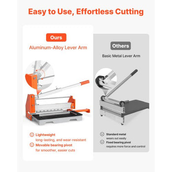 12 inch Vinyl Floor Cutter, 16mm Thick Laminate Flooring Cutter with Upgraded Labor-Saving Aluminum-Alloy Lever, Telescoping Support Plate, Cuts Engineered Wood, LVT, VCT, SPC, LVP, WPC