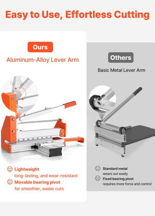 12 inch Vinyl Floor Cutter, 12mm Thick Laminate Flooring Cutter with Upgraded Labor-Saving Aluminum-Alloy Lever, Telescoping Support Plate, Cuts Certain Engineered Wood, LVT, VCT, SPC, LVP, WPC