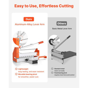 12 inch Vinyl Floor Cutter, 12mm Thick Laminate Flooring Cutter with Upgraded Labor-Saving Aluminum-Alloy Lever, Telescoping Support Plate, Cuts Certain Engineered Wood, LVT, VCT, SPC, LVP, WPC