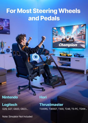 Racing Wheel Stand, Adjustable & Foldable Simulator Stand for Logitech G29 G27 G920 G923, Thrustmaster T300RS T300GT T248 TS-PC TSXW Gaming Cockpit,Pedals Simulator NOT Included