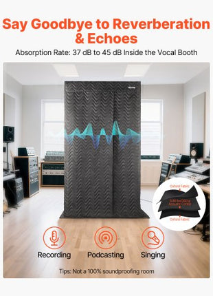 6.56 ft Portable Vocal Booth Pro-Grade Recording Studio for Echo-Free Vocals