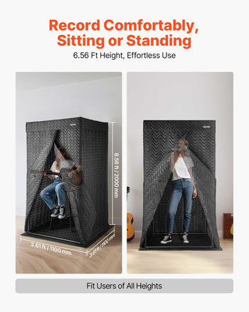 6.56 ft Portable Vocal Booth Pro-Grade Recording Studio for Echo-Free Vocals
