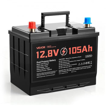 12V 105Ah Dual Purpose LiFePO4 Lithium Battery, 1000 CCA Group 24, Lithium-ion Starter Battery Plus Deep Cycle, Built-in Smart BMS, Car Start-Stop, for Automotive, Trolling Motor, Marine, RV