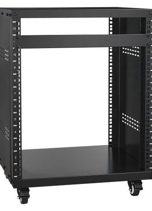 12U AV Rack Stand, 300 lbs Capacity, Network Stereo Recording Studio Rack with Lockable Caster Wheels Round & Square Holes, Special Vents for 19" Audio Video Musical & IT Equipment Mounting