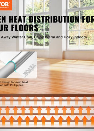PEX Heat Transfer Plates 2 ft, Radiant Heat Plates for 3/4" PEX Pipe, Durable Aluminum & Easy Trimming and Install Underfloor Heat Tubing Plates, Perfect for Wooden Floors (200pcs)