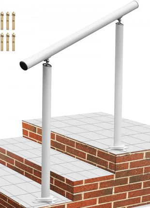 Outdoor Stair Railing Kit, 3 FT Handrails 2-3 Steps, Adjustable Angle White Aluminum Stair Hand Rail for The Elderly, Handrails for Outdoor Steps