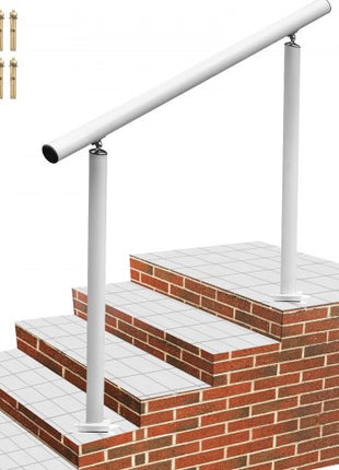 Outdoor Stair Railing Kit, 4 FT Handrails 1-4 Steps, Adjustable Angle White Aluminum Stair Hand Rail for The Elderly, Handrails for Outdoor Steps