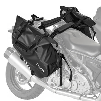 Motorcycle Saddlebags, 28 L (14 L x 2) Large Capacity Side Saddle Bags Compatible with Most Motorcycles, Waterproof Outdoor Sports Motorbike Luggage Storage Shoulder Bag with Bottom Strap, Black
