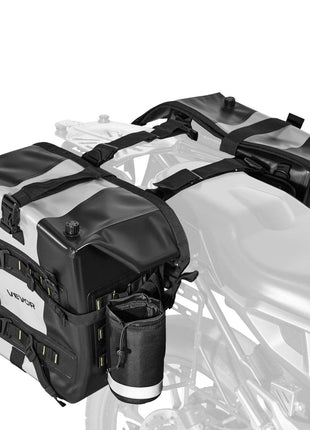 Motorcycle Saddlebag, 56 L (28 L x 2) Large Capacity Side Saddle Bag Compatible with Most Motorcycles, Waterproof Fabric Outdoor Sports Motorbike Luggage Storage with Detachable Inner Bag, Black