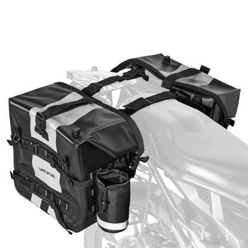 Motorcycle Saddlebag, 56 L (28 L x 2) Large Capacity Side Saddle Bag Compatible with Most Motorcycles, Waterproof Fabric Outdoor Sports Motorbike Luggage Storage with Detachable Inner Bag, Black