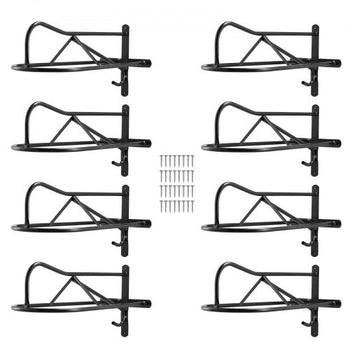 Wall Mount Saddle Rack, 27.3 x 16.3 x 12.5 in, 8 Packs Horse Saddle Rack with Pad Bar, Portable Saddle Stand for English & Western Saddle, Horse Tack Storage for Equestrian Garden, Black