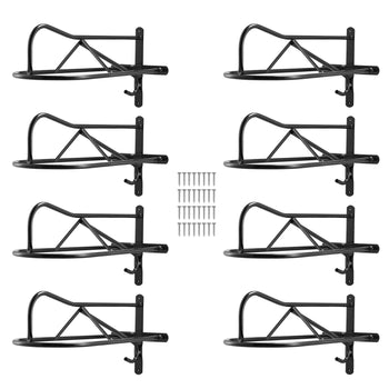 Wall Mount Saddle Rack, 27.3 x 16.3 x 12.5 in, 8 Packs Horse Saddle Rack with Pad Bar, Portable Saddle Stand for English & Western Saddle, Horse Tack Storage for Equestrian Garden, Black