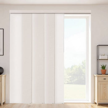 Panel Track Blinds, Extendable Track from 45.8 in to 86 in W, Trimmable Panel Curtains Up to 96 in H, Adjustable Vertical Panel Blinds for Sliding Doors, Patio Doors, Room Divider, Light Brown