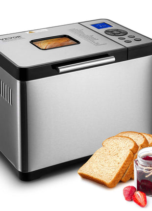 Bread Maker, 19-in-1 2LB Dough Machine, Nonstick Ceramic Pan Automatic Breadmaker with Gluten Free Setting, Whole Wheat Bread Making, Digital, Programmable, 3 Loaf Sizes, 3 Crust Colors