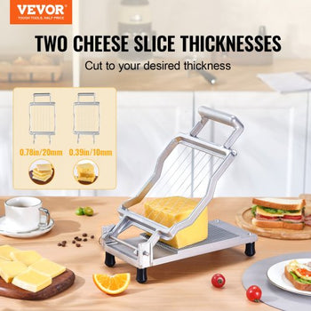 Cheese Cutter with Wire, 0.39" & 0.78" Cheeser Butter Cutting Blade, Detachable Cheese Slicer Wire, Aluminum Alloy Commercial Cheese Slicer with 316 Stainless Steel Knife Wire, Kitchen Cooking