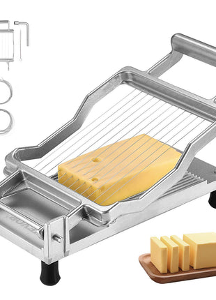 Cheese Cutter with Wire, 0.39" & 0.78" Cheeser Butter Cutting Blade, Detachable Cheese Slicer Wire, Aluminum Alloy Commercial Cheese Slicer with 316 Stainless Steel Knife Wire, Kitchen Cooking