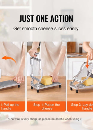 Cheese Cutter with Wire, 0.2" Ultra-Thin Cheeser Butter Cutting Blade, Detachable Cheese Slicer Wire, Aluminum Alloy Commercial Cheese Slicer with 316 Stainless Steel Knife Wire, Kitchen Cooking