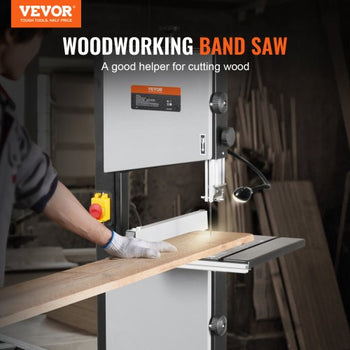 Band Saw with Stand, 9.65-Inch, 560&1100 RPM Two-Speed Benchtop Bandsaw, 370W 1/2HP Motor 6'' Cutting Height 72.13'' Sawblade Length, with Fence and Miter Gauge, for Woodworking Aluminum Plastic