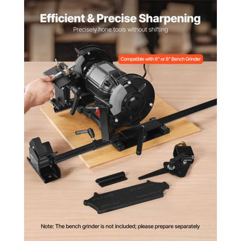 Pro Grind Sharpening System, Multi-Grind Sharpening Jig for 6" & 8" Bench Grinder - with Platform Jig, Tool Rest Bar, Setup Block, Miter Slide, Micro Bevel Block, for Chisels Woodturning Tools
