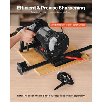 Multi-Grind Sharpening System, Vari-Grind Pro Sharpening Jig Kit for 6" & 8" Bench Grinders  with Platform, Long Support Arm & Fingernail Gouge Jig, for Chisels, Woodturning, Plane Irons