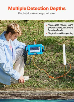 Underground Water Detector, Up to 1640ft (500m) Pro Underground Water Detection Locator, 7" Touchscreen Auto Mapping Well Detector Explorer with Multi-Frequency Measurement, 8GB Card, Carry Case