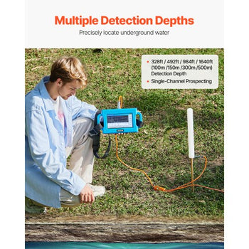 Underground Water Detector, Up to 1640ft (500m) Pro Underground Water Detection Locator, 7" Touchscreen Auto Mapping Well Detector Explorer with Multi-Frequency Measurement, 8GB Card, Carry Case