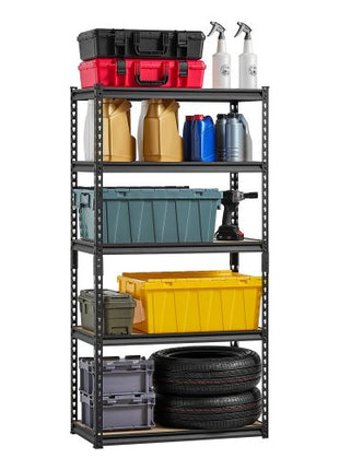 Storage Shelves, 2000 lbs, 5 Tier Garage Storage Shelving, 16" D x 32" W x 62.8" H Adjustable Metal Shelves for Garage Shelves Utility Rack Shelf, Ideal for Kitchen, Warehouse, Basement, Black