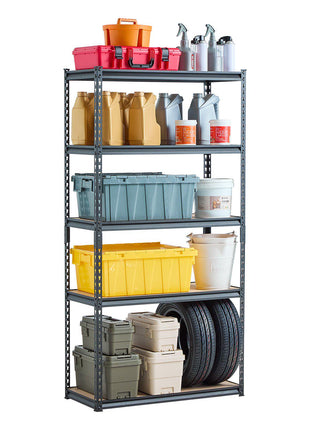 Storage Shelves, 2000 lbs, 5 Tier Garage Storage Shelving, 16" D x 36" W x 71.4" H Adjustable Metal Shelves for Garage Shelves Utility Rack Shelf, Ideal for Kitchen, Warehouse, Basement, Black