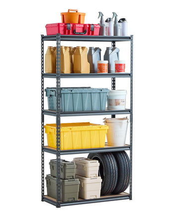 Storage Shelves, 2000 lbs, 5 Tier Garage Storage Shelving, 16" D x 36" W x 71.4" H Adjustable Metal Shelves for Garage Shelves Utility Rack Shelf, Ideal for Kitchen, Warehouse, Basement, Black