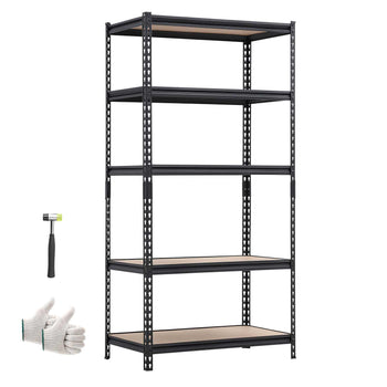 Storage Shelves, 5-Tier Adjustable, 2000 lbs Capacity, Heavy Duty Garage Storage Shelving Unit, Metal Utility Rack Shelf, for Garage Warehouse Basement Kitchen, 36.34" W x 16.34" D x 71.38" H