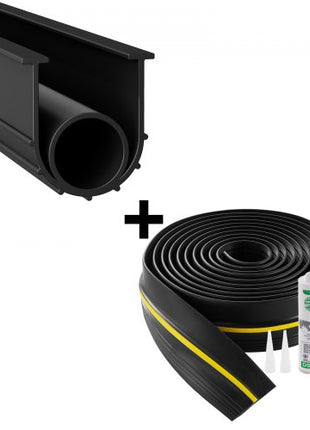 Garage Door Threshold and Bottom Seals Kit, 20 FT U Shape+O Ring Universal Garage Door Bottom Seal Weatherstrip PVC, Combine with Weatherproof Garage Threshold Seal Strip with Adhesive, Black